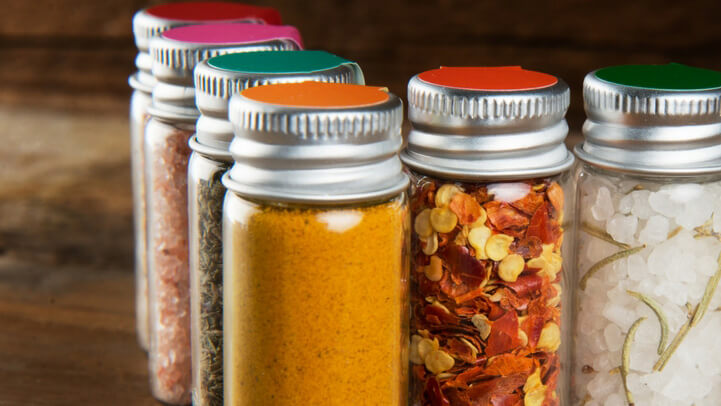 Spices in small jars